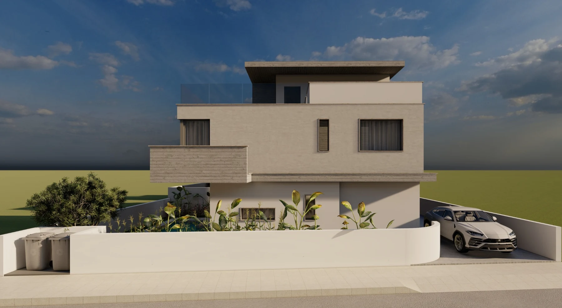 Architectural visualization of a contemporary villa in Kissonerga